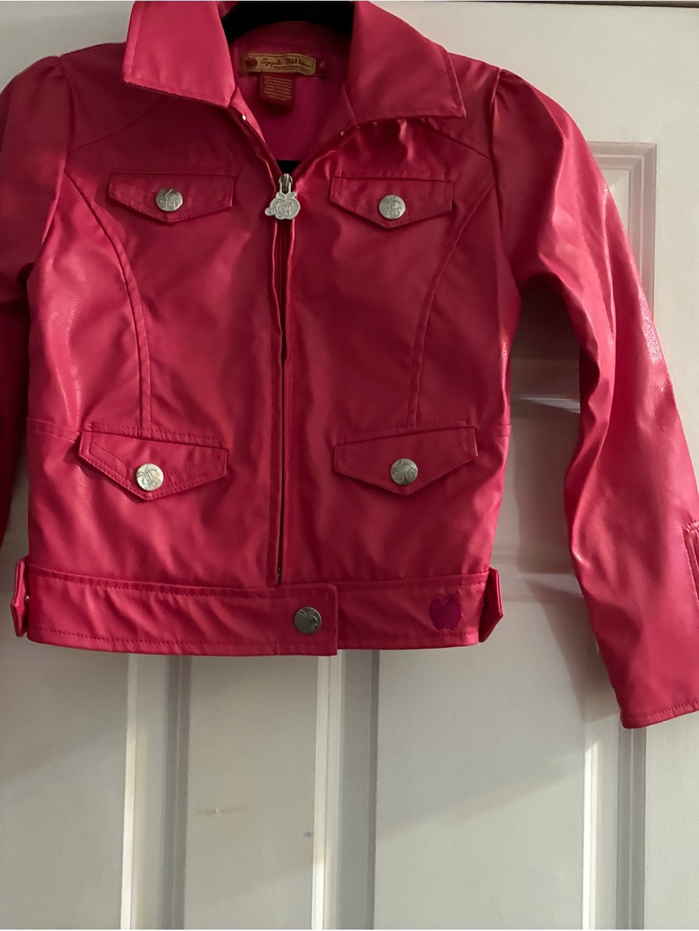 Apple Bottoms Hot Pink Faux Leather Zip Jacket, size Medium